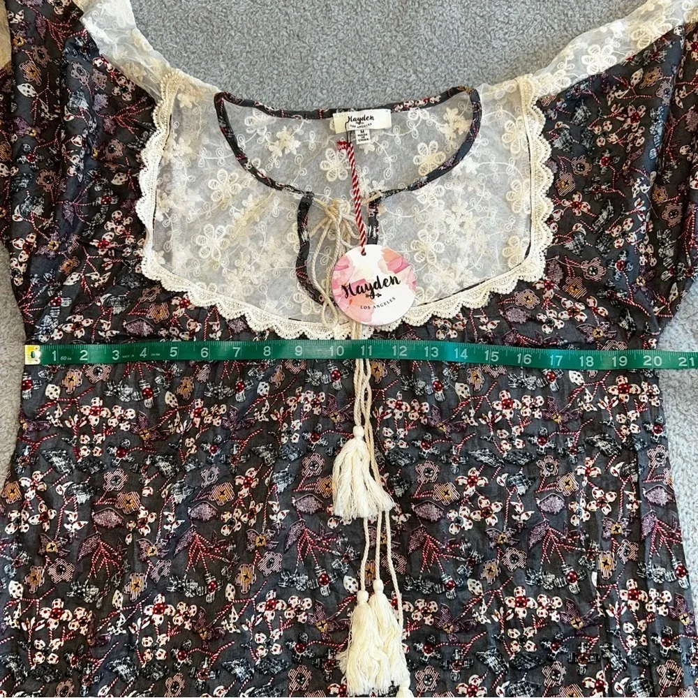 Hayden Dark Floral Dress with Cream Accents - Picture 3 of 4